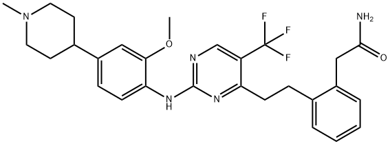 Benzeneacetamide, 2-[2-[2-[[2-methoxy-4-(1-methyl-4-piperidinyl)phenyl]amino]-5-(trifluoromethyl)-4-pyrimidinyl]ethyl]- Struktur