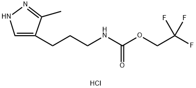 2,2,2-trifluoroethyl N-[3-(5-methyl-1H-pyrazol-4-yl)propyl]carbamate hydrochloride 化学構造式