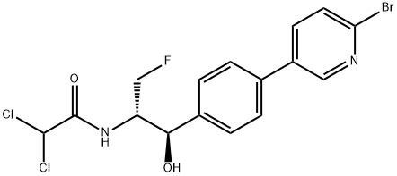 N-{2-[4-(6-Bromo-pyridin-3-yl)phenyl]-1-fluoromethyl-2-hydroxyethyl}-2,2-dichloroacetamide 化学構造式