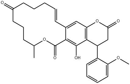 5-hydroxy-4-(2-methoxyphenyl)-8-methyl-3,4,8,9,10,11,14,15-octahydro-[1]oxacyclotetradecino[3,4-g]chromene-2,6,12(13H)-trione Structure