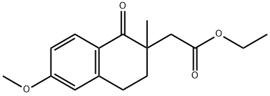 2-(6-甲氧基-2-甲基-1-氧代-1,2,3,4-四氢萘-2-基)乙酸乙酯 结构式