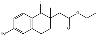 Ethyl 2-(6-hydroxy-2-methyl-1-oxo-1,2,3,4-tetrahydronaphthalen-2-yl)acetate Struktur