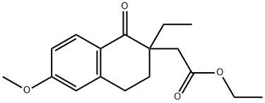 Ethyl 2-(2-ethyl-6-methoxy-1-oxo-1,2,3,4-tetrahydronaphthalen-2-yl)acetate Struktur