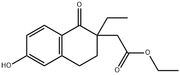 Ethyl 2-(2-ethyl-6-hydroxy-1-oxo-1,2,3,4-tetrahydronaphthalen-2-yl)acetate Struktur