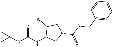 3-tert-Butoxycarbonylamino-4-hydroxy-pyrrolidine-1-carboxylic acid benzyl ester,1415564-73-6,结构式