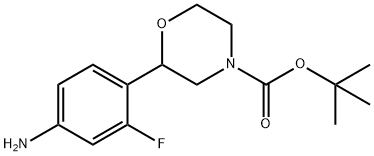 4-Morpholinecarboxylic acid, 2-(4-amino-2-fluorophenyl)-, 1,1-dimethylethyl ester Structure
