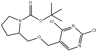 2-(2,4-Dichloro-pyrimidin-5-ylmethoxymethyl)-pyrrolidine-1-carboxylic acid tert-butyl ester,1420986-95-3,结构式