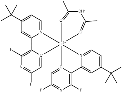 Bis[4-tert -butyl-2',6'-difluoro-2,3'-bipyridine](acetylacetonate)iridium(III) Structure