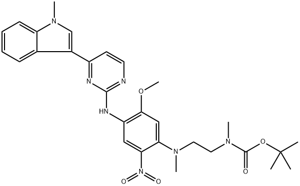 tert-butyl N-[2-[[5-methoxy-4-[[4-(1-methylindol-3-yl)pyrimidin-2-yl]amino]-2-nitrophenyl](methyl)amino]ethyl]-N-methylcarbamate Structure