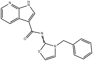 1H-Pyrrolo[2,3-b]pyridine-3-carboxamide, N-[3-(phenylmethyl)-2(3H)-thiazolylidene]- 化学構造式