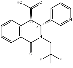 4-Isoquinolinecarboxylic acid, 1,2,3,4-tetrahydro-1-oxo-3-(3-pyridinyl)-2-(2,2,2-trifluoroethyl)-, (3R,4R)-rel- Structure