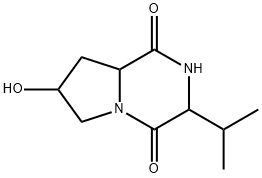Pyrrolo[1,2-a]pyrazine-1,4-dione, hexahydro-7-hydroxy-3-(1-methylethyl)- Struktur