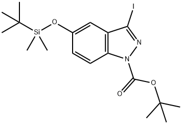 tert-Butyl 5-((tert-butyldimethylsilyl)oxy)-3-iodo-1H-indazole-1-carboxylate Structure