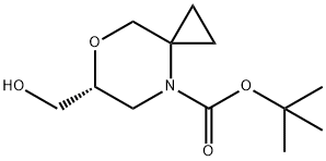 (R)-6-(羟甲基)-7-氧代-4-氮杂螺[2.5]辛烷-4-羧酸叔丁酯 结构式