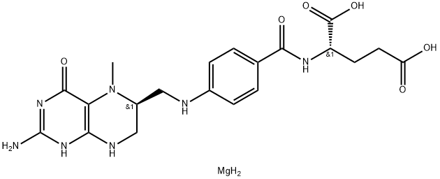 L-Glutamic acid, N-[4-[[[(6S)-2-amino-3,4,5,6,7,8-hexahydro-5-methyl-4-oxo-6-pteridinyl]methyl]amino]benzoyl]-, magnesium salt (1:1) Structure