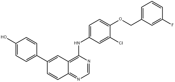 Phenol, 4-[4-[[3-chloro-4-[(3-fluorophenyl)methoxy]phenyl]amino]-6-quinazolinyl]- Structure