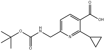 6-({[(tert-butoxy)carbonyl]amino}methyl)-2-cyclopropylpyridine-3-carboxylic acid Struktur