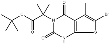2-(6-溴-5-甲基-2,4-二氧代-1,4-二氢噻吩并[2,3-D]嘧啶-3(2H)-基)-2-甲基丙酸叔丁酯,1434643-33-0,结构式