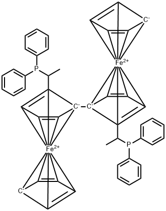 1,1''-Biferrocene, 2,2''-bis[(1S)-1-(diphenylphosphino)ethyl]-, (1S,1''S)- Structure