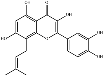 4H-1-Benzopyran-4-one, 2-(3,4-dihydroxyphenyl)-3,5,7-trihydroxy-8-(3-methyl-2-buten-1-yl)- 化学構造式