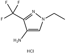 1H-Pyrazol-4-amine, 1-ethyl-3-(trifluoromethyl)-, hydrochloride (1:1) 化学構造式