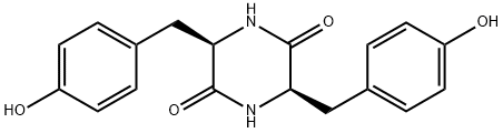 2,5-Piperazinedione, 3,6-bis[(4-hydroxyphenyl)methyl]-, (3R,6R)- 化学構造式