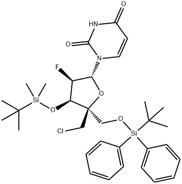 Uridine, 4'-?C-?(chloromethyl)?-?2'-?deoxy-?3'-?O-?[(1,?1-?dimethylethyl)?dimethylsilyl]?-?5'-?O-?[(1,?1-?dimethylethyl)?diphenylsilyl]?-?2'-?fluoro-