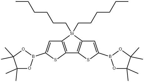 4,4-Dihexyl-2,6-bis(4,4,5,5-tetramethyl-1,3,2-dioxaborolan-2-yl)-4H-silolo[3,2-b:4,5-b']dithiophene Struktur