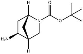 2-Azabicyclo[2.2.1]heptane-2-carboxylic acid, 5-amino-, 1,1-dimethylethyl ester, Struktur