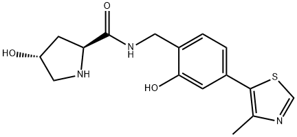2-Pyrrolidinecarboxamide, 4-hydroxy-N-[[2-hydroxy-4-(4-methyl-5-thiazolyl)phenyl]methyl]-, (2S,4R)- Struktur