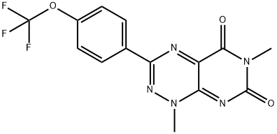 Pyrimido[5,4-e]-1,2,4-triazine-5,7(1H,6H)-dione, 1,6-dimethyl-3-[4-(trifluoromethoxy)phenyl]-,1448806-43-6,结构式
