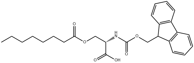 (2S)-2-({[(9H-fluoren-9-yl)methoxy]carbonyl}amino)-3-(octanoyloxy)propanoic acid Struktur