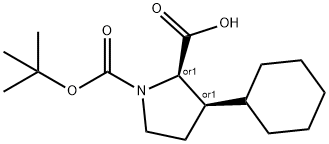 1,2-Pyrrolidinedicarboxylic acid, 3-cyclohexyl-, 1-(1,1-dimethylethyl) ester, (2R,3R)-rel- Structure