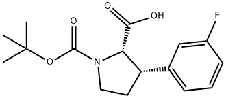 1,2-Pyrrolidinedicarboxylic acid, 3-(3-fluorophenyl)-, 1-(1,1-dimethylethyl) ester, (2S,3S)- 结构式