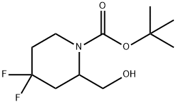 1-Piperidinecarboxylic acid, 4,4-difluoro-2-(hydroxymethyl)-, 1,1-dimethylethyl ester, 1454291-05-4, 结构式