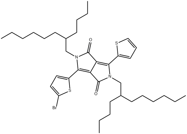 3-(5-Bromothiophen-2-yl)-2,5-bis(2-butyloctyl)-6-(thiophen-2-yl)pyrrol0[3,4-c]pyrrole-1,4(2H,5h)-dione Structure