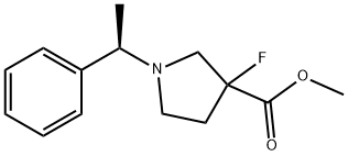 methyl 3-fluoro-1-[(1R)-1-phenylethyl]pyrrolidine-3-carboxylate 结构式