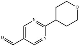 5-Pyrimidinecarboxaldehyde, 2-(tetrahydro-2H-pyran-4-yl)- Structure