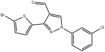 1H-Pyrazole-4-carboxaldehyde, 3-(5-bromo-2-thienyl)-1-(3-chlorophenyl)- Structure