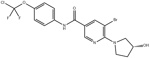 3-Pyridinecarboxamide, 5-bromo-N-[4-(chlorodifluoromethoxy)phenyl]-6-[(3R)-3-hydroxy-1-pyrrolidinyl]- Structure