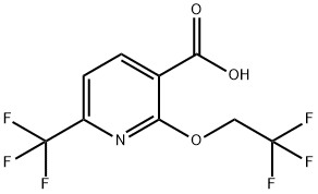 2-(2,2,2-trifluoroethoxy)-6-(trifluoromethyl)pyridine-3-carboxylic acid Struktur