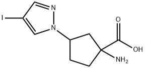 Cyclopentanecarboxylic acid, 1-amino-3-(4-iodo-1H-pyrazol-1-yl)- Structure