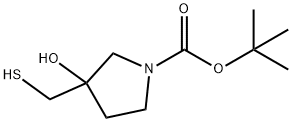 tert-Butyl 3-hydroxy-3-(mercaptomethyl)pyrrolidine-1-carboxylate Struktur