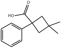 3,3-dimethyl-1-phenylcyclobutane-1-carboxylic acid 化学構造式