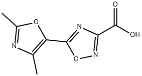 5-(2,4-二甲基噁唑-5-基)-1,2,4-噁二唑-3-羧酸, 1523522-29-3, 结构式