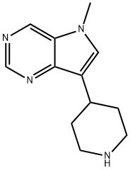 5H-Pyrrolo[3,2-d]pyrimidine, 5-methyl-7-(4-piperidinyl)- 结构式