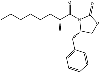 <3(2'R),4S>-3-(2-Methyl-1-oxooctyl)-4-(phenylmethyl)-2-oxazolidinone Structure