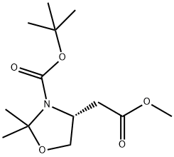 tert-butyl (4R)-4-(2-methoxy-2-oxo-ethyl)-2,2-dimethyl-oxazolidine-3-carboxylate 结构式