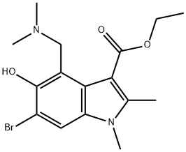 1H-Indole-3-carboxylic acid, 6-bromo-4-[(dimethylamino)methyl]-5-hydroxy-1,2-dimethyl-, ethyl ester 化学構造式