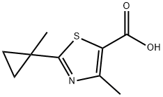 4-甲基-2-(1-甲基环丙基)噻唑-5-甲酸, 1536399-75-3, 结构式
